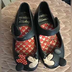 Mini Melissa Black Dress Shoes with Glossy Finish